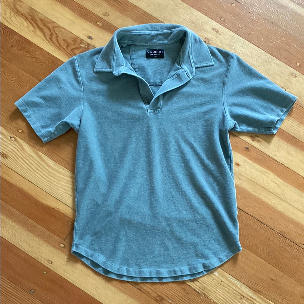 Goodlife Sage‎ Green Polo Shirt Casual Thick Stretch Knit Short-Sleeve Small